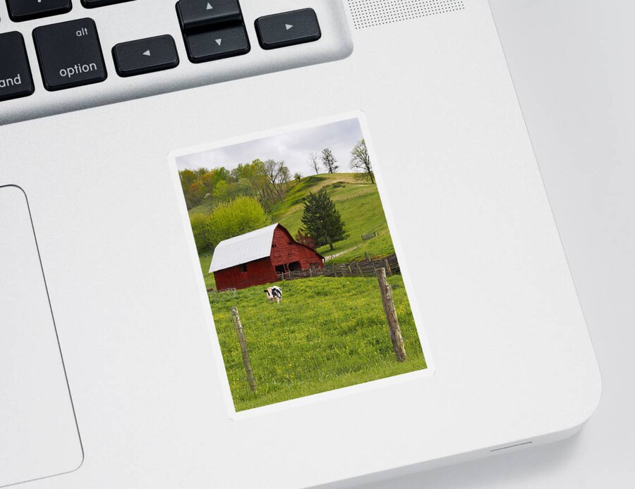 Red Barn Sticker featuring the photograph New Red Paint by Mike McGlothlen