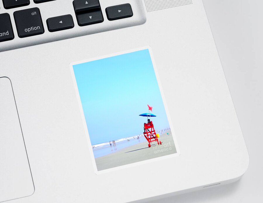 Beach Sticker featuring the digital art New Smyrna Lifeguard by Valerie Reeves