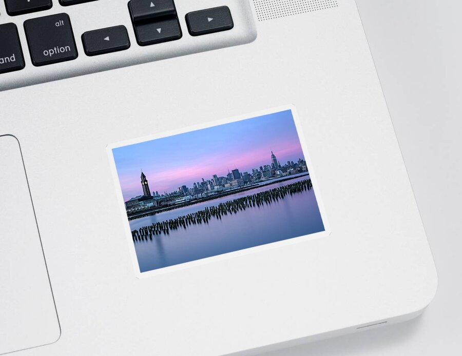 Esb Sticker featuring the photograph New York City Skyline Stillness by Susan Candelario