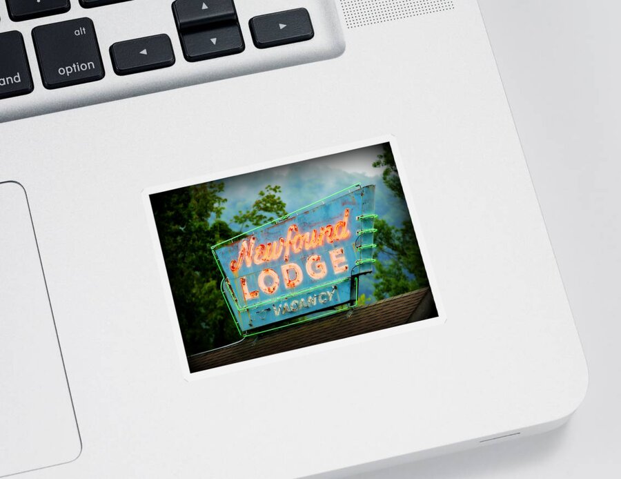 Newfound Lodge Sticker featuring the photograph Newfound Lodge Neon by Stephen Stookey