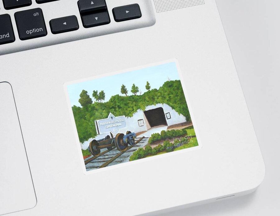 Landscape Sticker featuring the painting North Augusta Greeneway by Jerry Walker