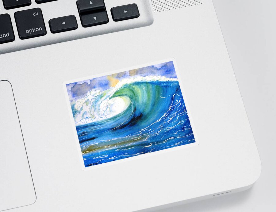 Ocean Sticker featuring the painting Ocean Spray by Carlin Blahnik CarlinArtWatercolor