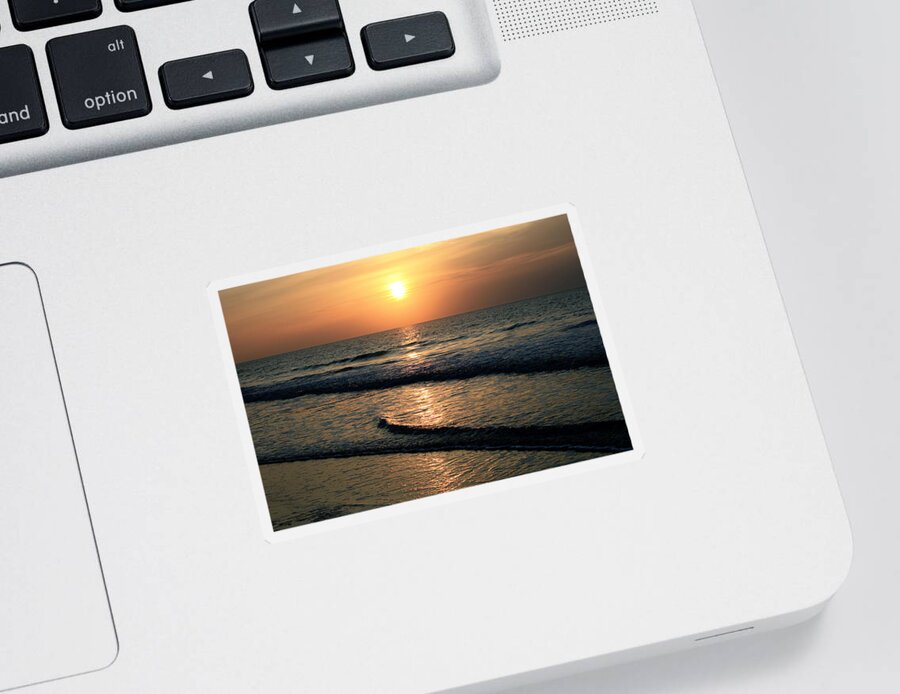 Sunset Sticker featuring the photograph Ocean Sunrise over Myrtle Beach by Scott Wood