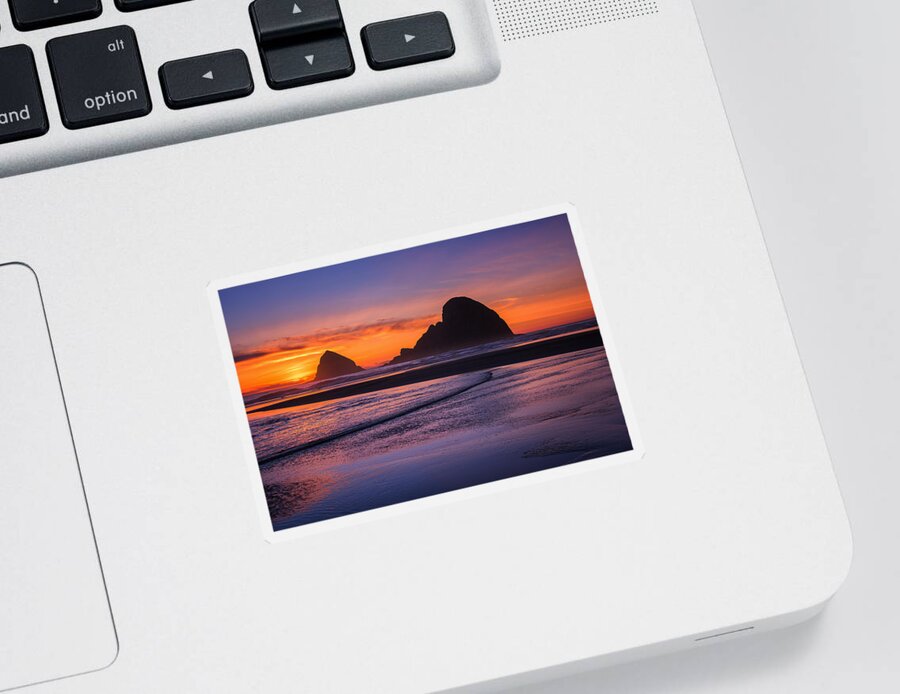 Oregon Sticker featuring the photograph Oceanside Sunset by Darren White
