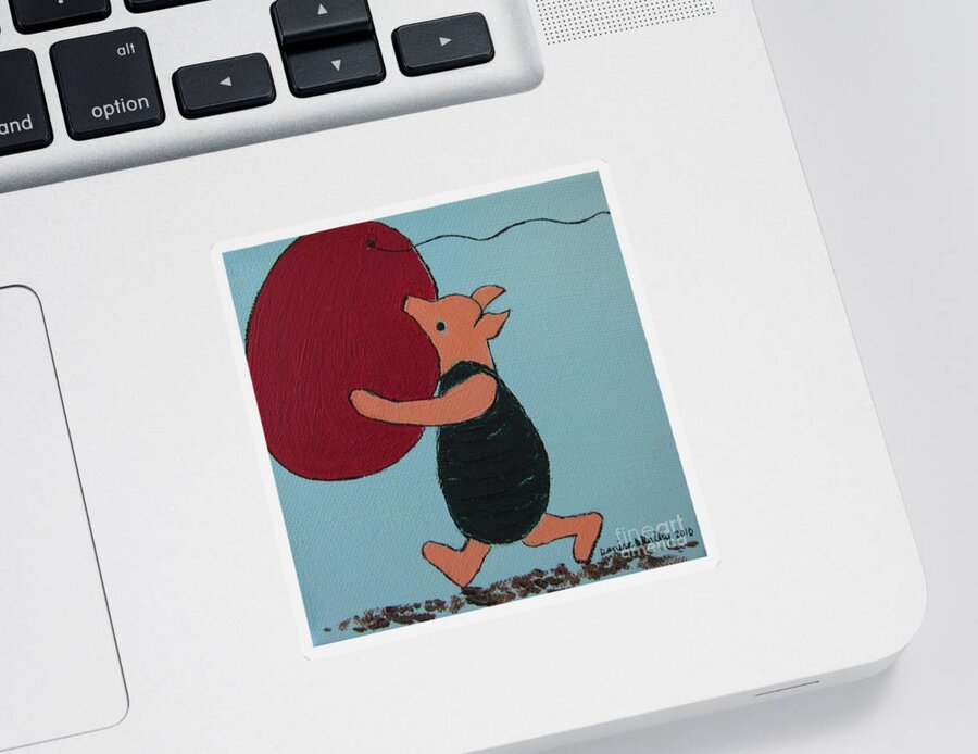 Piglet Sticker featuring the painting Oh Dear Dear by Denise Railey