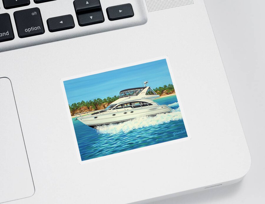 Yacht Sticker featuring the painting Ohana Pacific by Jane Girardot