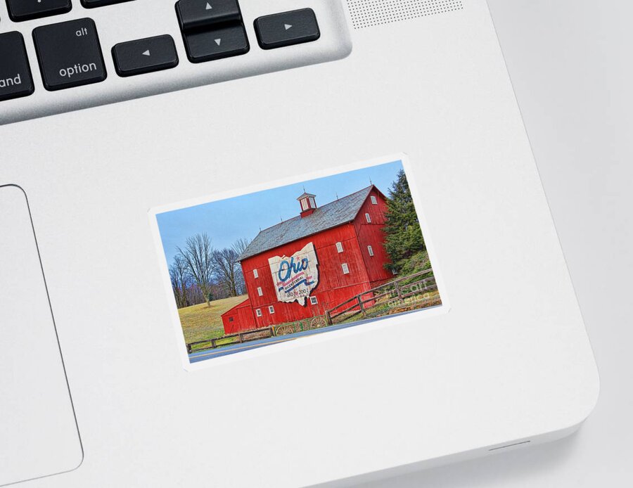 Red Barn Sticker featuring the photograph Ohio Bicentennial Barn by Jack Schultz