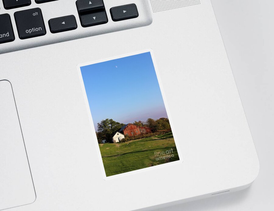 Barn Sticker featuring the photograph Old Barn at Sunset by Karen Adams