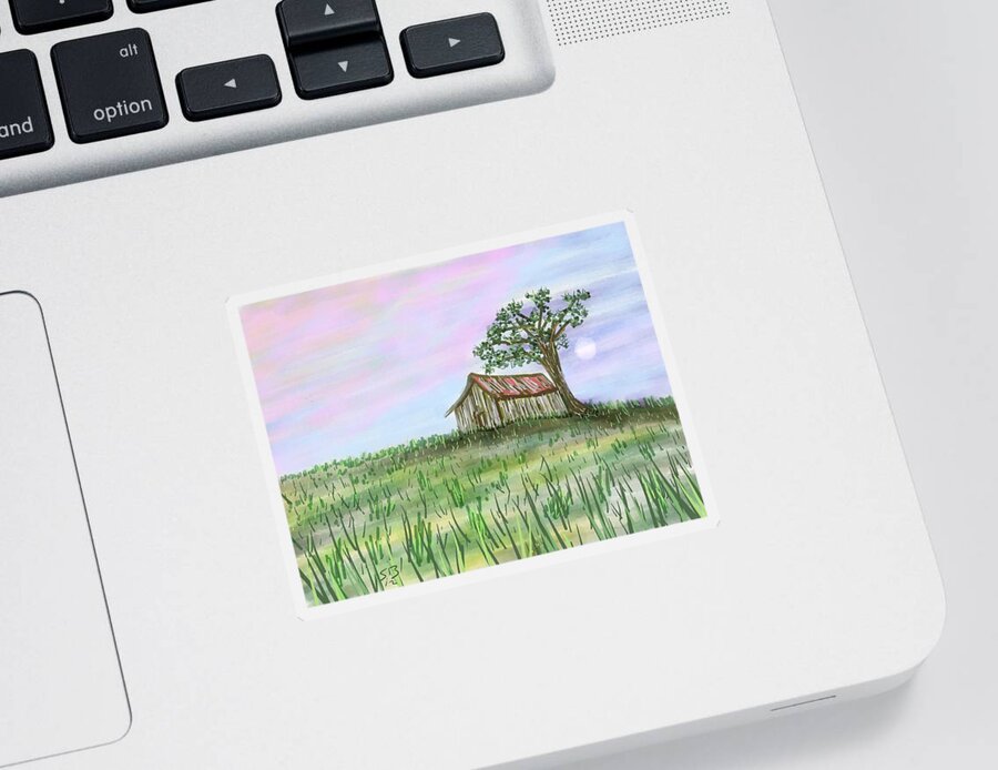 Tree.old Sticker featuring the digital art Old Barn by Stacy C Bottoms