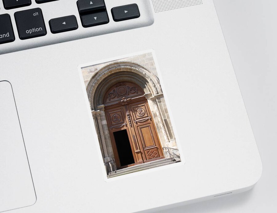 Door Sticker featuring the photograph Old Church Door Cathedral Autun by Christiane Schulze Art And Photography