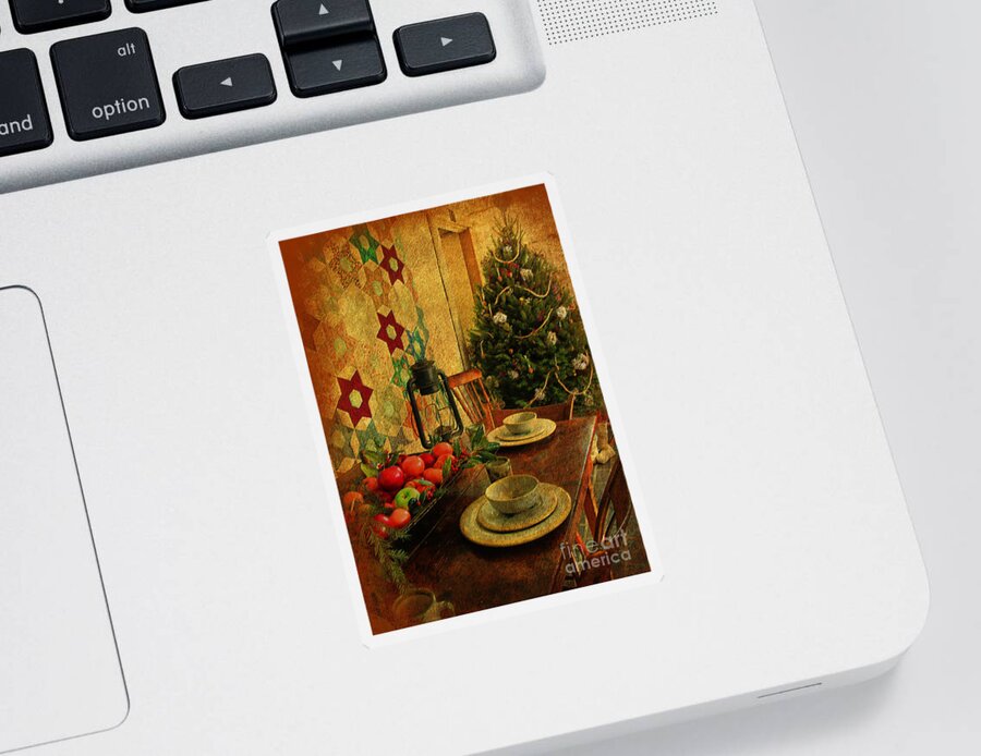 Textures Sticker featuring the photograph Old Fashion Christmas At Atalaya by Kathy Baccari
