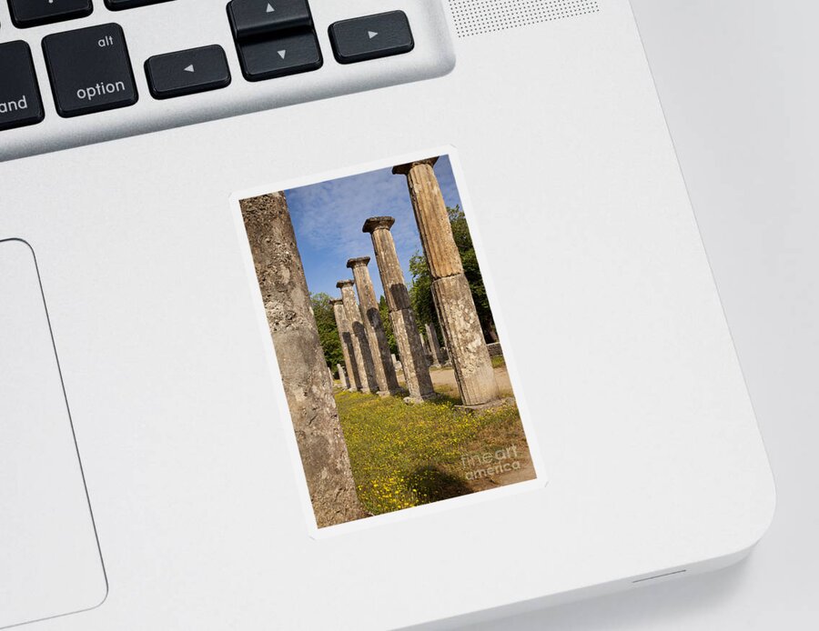Ancient Sticker featuring the photograph Olympia Ruins by Brian Jannsen
