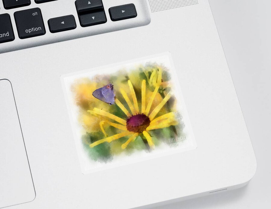 Butterfly Sticker featuring the photograph On The Yellow by Kerri Farley