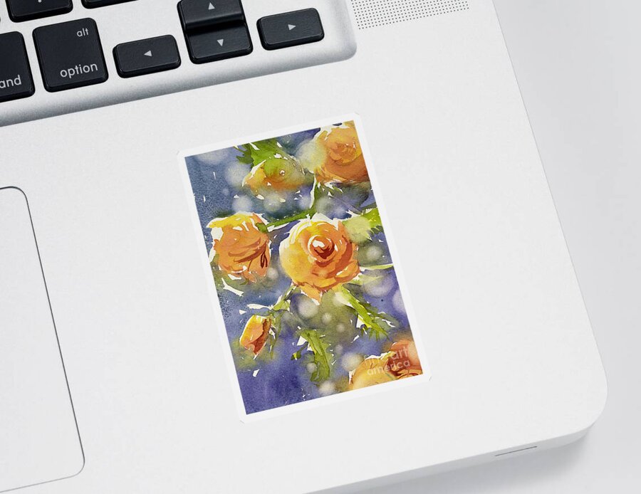 Rose Sticker featuring the painting Orange Rosees by Judith Levins