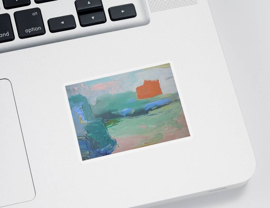 Seascape Sticker featuring the painting Orange Ship by Francine Frank