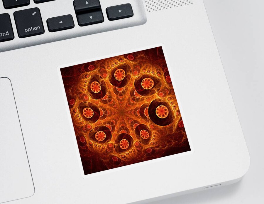 Computer Sticker featuring the digital art Orange Vision by Anastasiya Malakhova