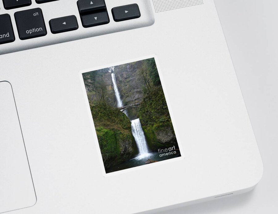 Multnomah Falls Sticker featuring the photograph Oregon Long Shot of Falls by Susan Garren