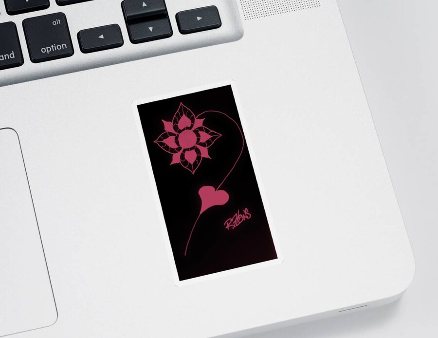 Flower Paintings Sticker featuring the photograph Original Ink Flower Black Salmon by Rob Hans