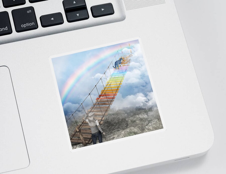 3d Sticker featuring the digital art Over the Rainbow Bridge by Jutta Maria Pusl