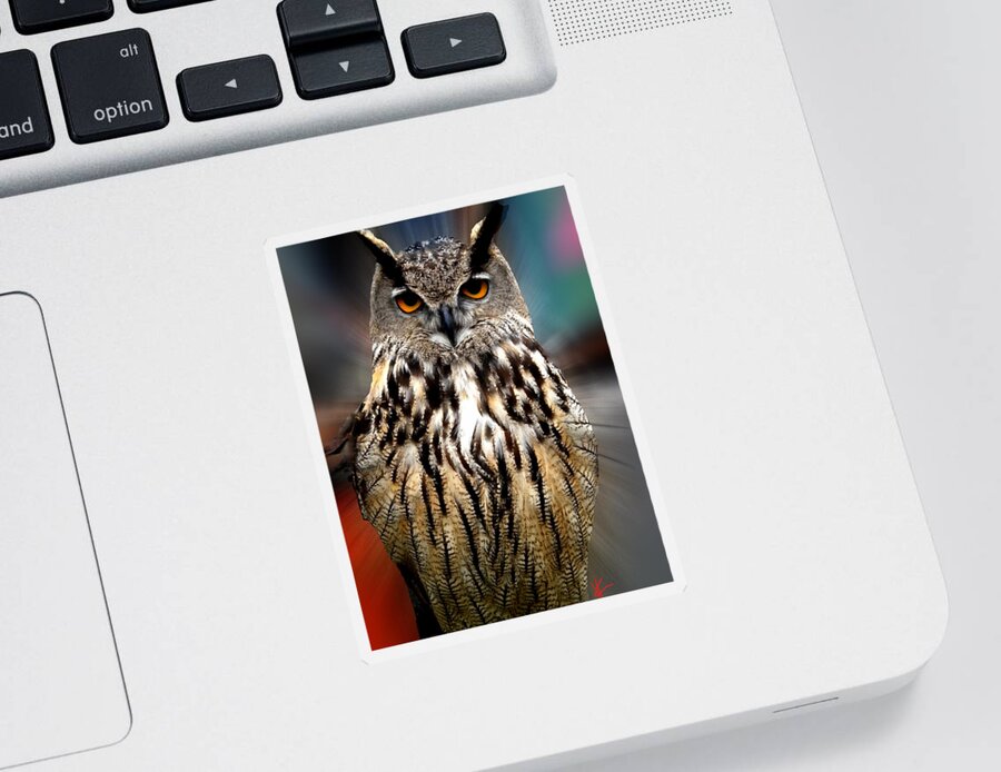 Colette Sticker featuring the photograph Owl Living in the Spanish Mountains by Colette V Hera Guggenheim
