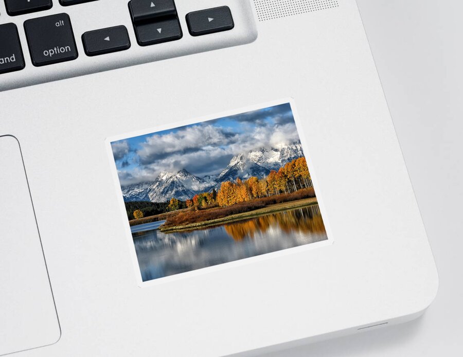 Grand Tetons Sticker featuring the photograph Oxbow Morning by Kathleen Bishop