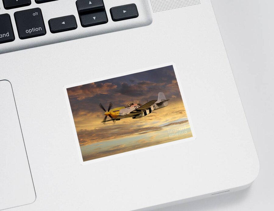 P51 Mustang Sticker featuring the digital art P-51 Ferocious Frankie by Airpower Art