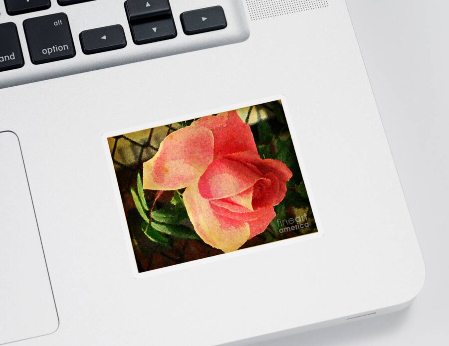 Digital Art Sticker featuring the photograph Painted Rose by Judy Palkimas