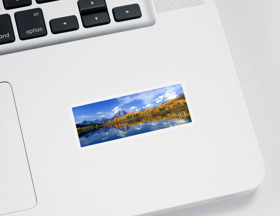 America Sticker featuring the photograph Panorama Fall Morning at Oxbow Bend Grand Tetons National Park by Dave Welling