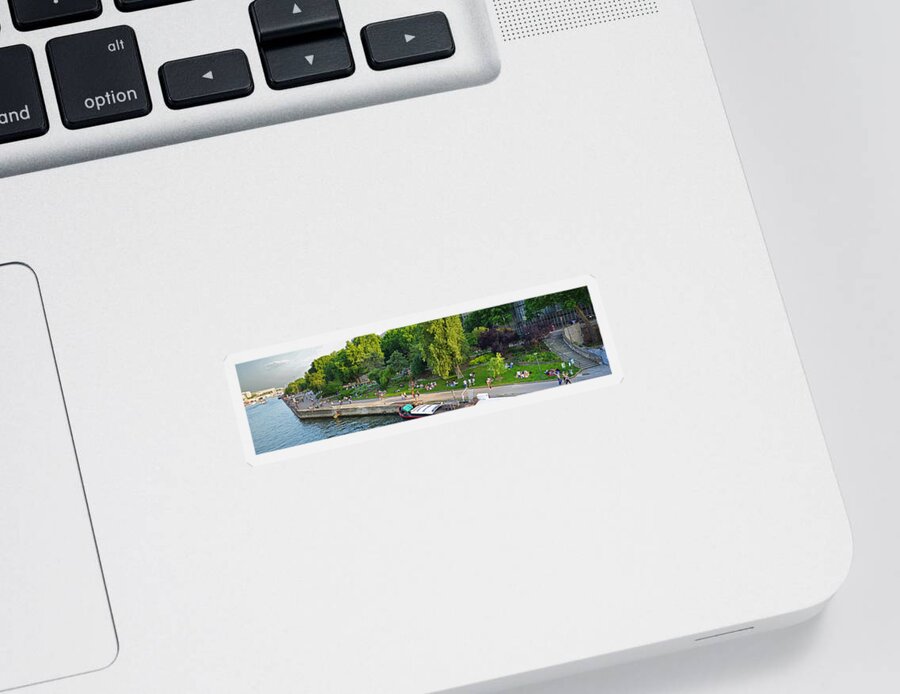 Paris Sticker featuring the photograph Panoramic of the Seine River Beautiful day by Toby McGuire