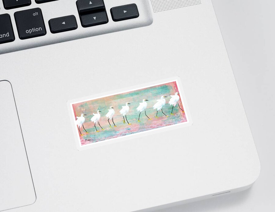 Egrets Sticker featuring the digital art Party Egrets by Jennie Breeze