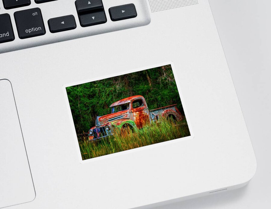 Truck Sticker featuring the photograph Patriotic Truck by Priscilla Burgers