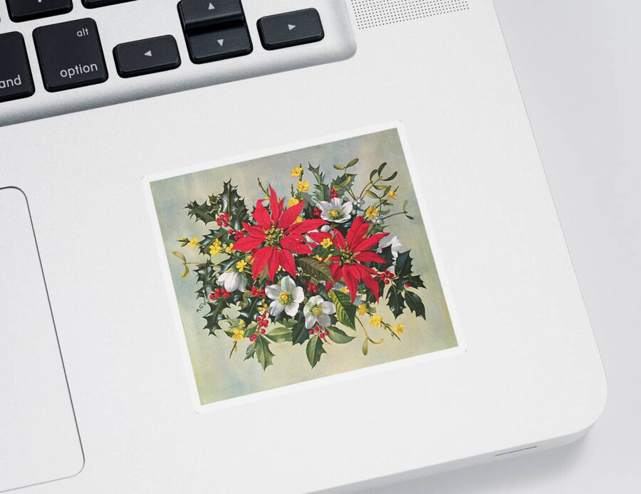 Christmas Flowers Sticker featuring the painting Christmas Flowers by Albert Williams