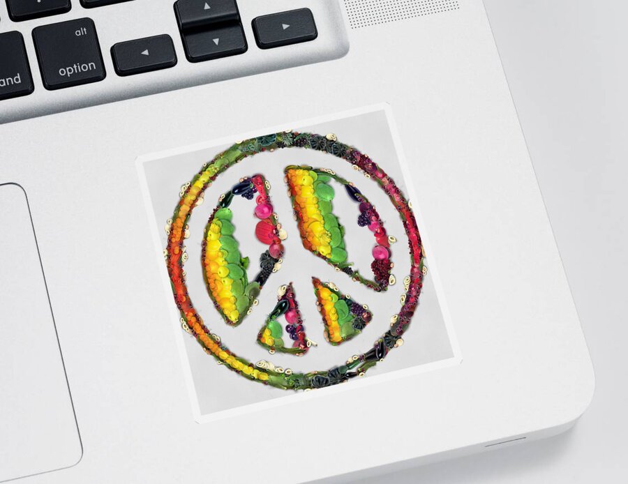 Peace Sticker featuring the painting Peace sign fruits and vegetables by Eti Reid