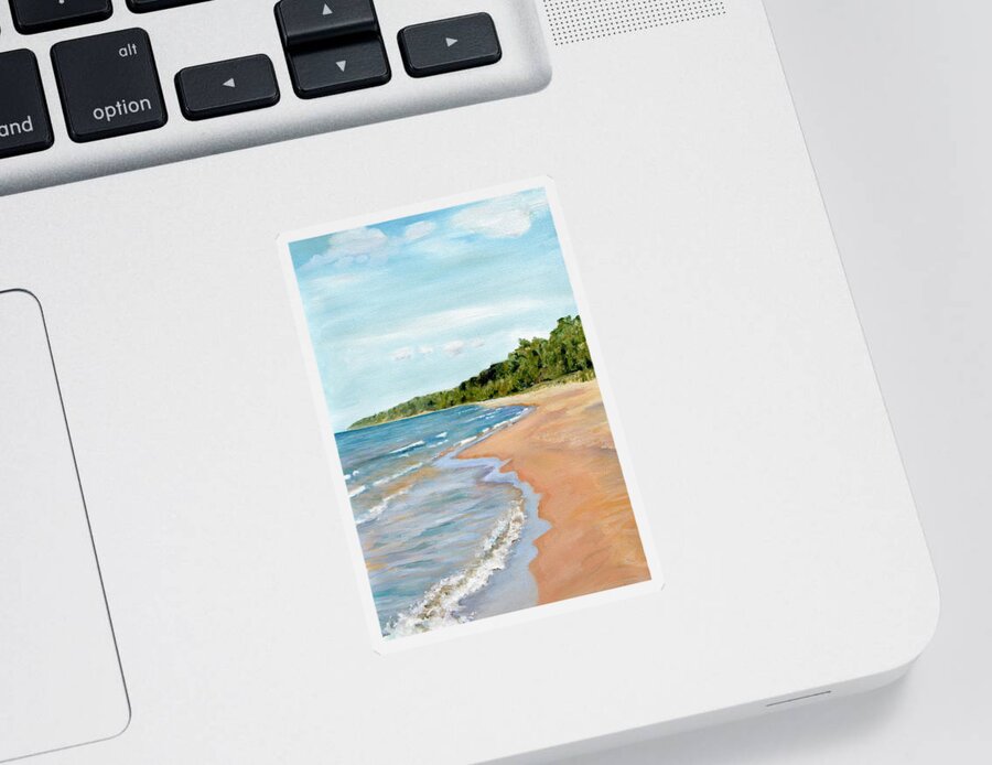 Beach Sticker featuring the painting Peaceful Beach at Pier Cove by Michelle Calkins