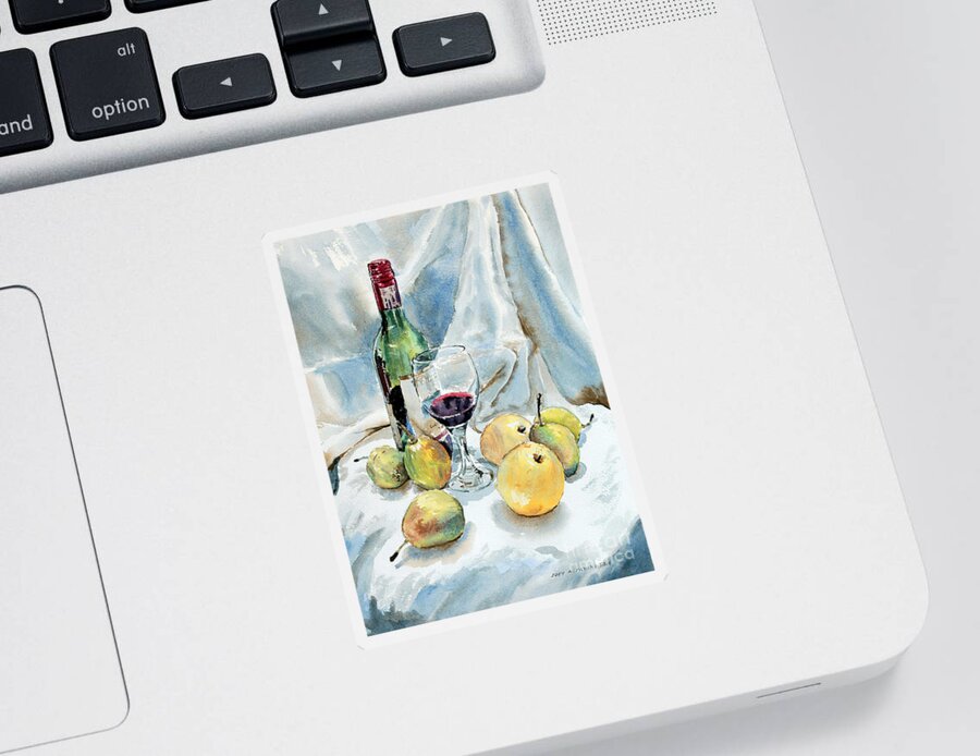 Pears Sticker featuring the painting Pears and Wine by Joey Agbayani