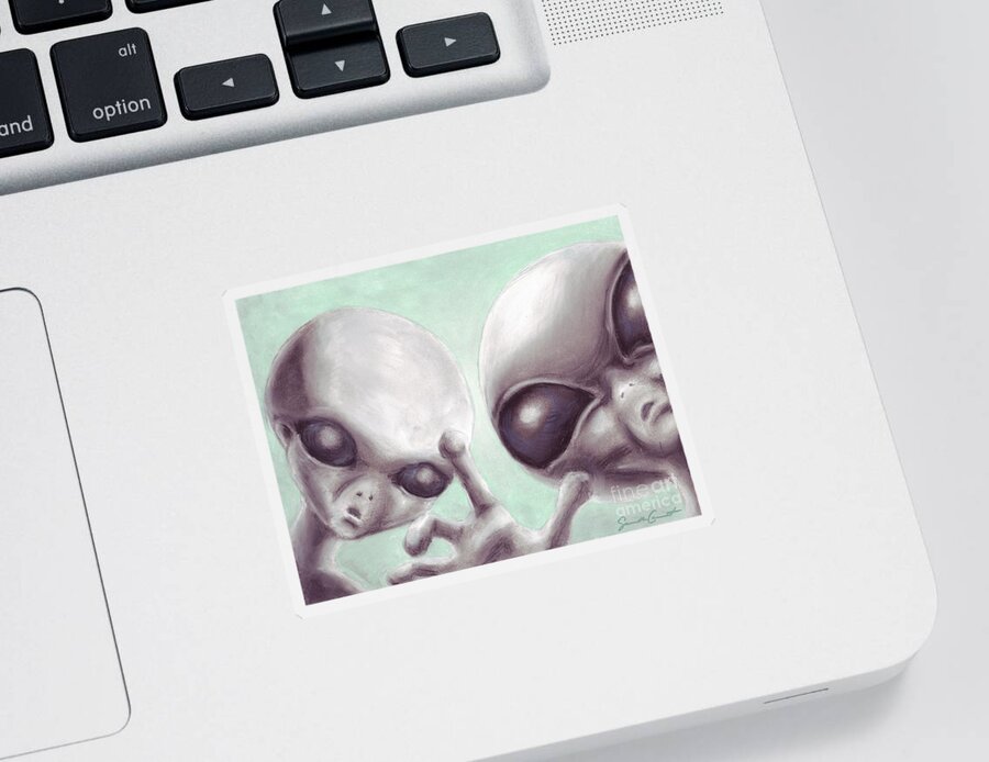 Alien Sticker featuring the drawing Personal Space Invaders by Samantha Geernaert