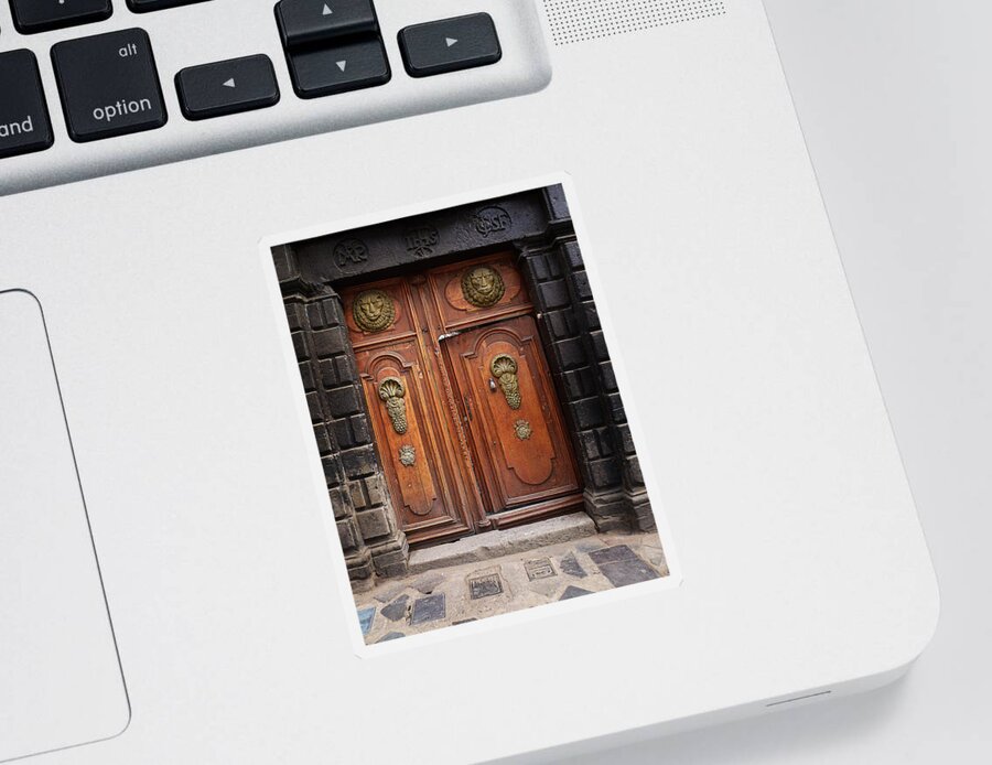 Antique Sticker featuring the photograph Peruvian Door Decor 10 by Xueling Zou