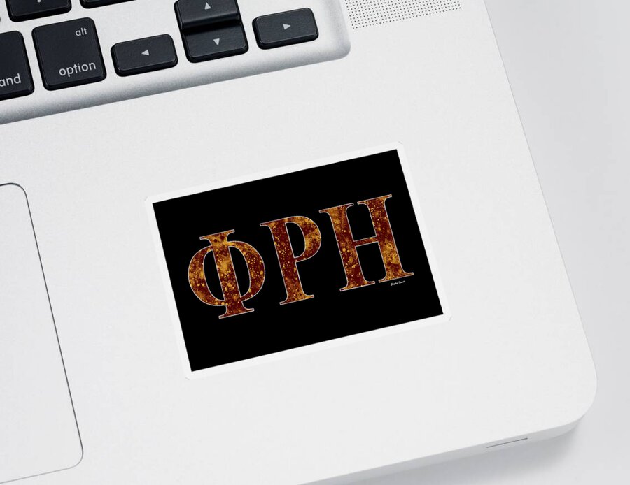 Phi Rho Eta Sticker featuring the digital art Phi Rho Eta - Black by Stephen Younts