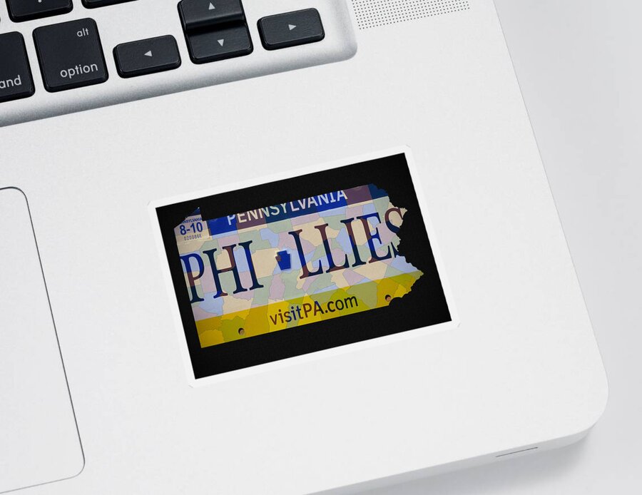 Phillies License Plate Map Sticker featuring the photograph Phillies License Plate Map by Bill Cannon