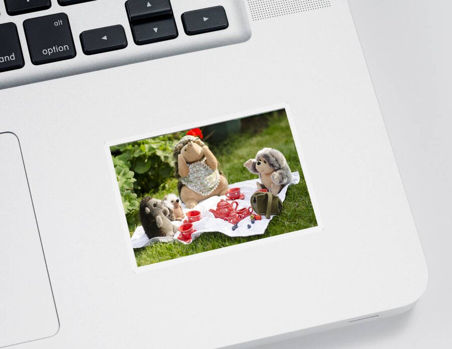 Mrs. Hedgie Sticker featuring the photograph Picnic Tales by Spikey Mouse Photography