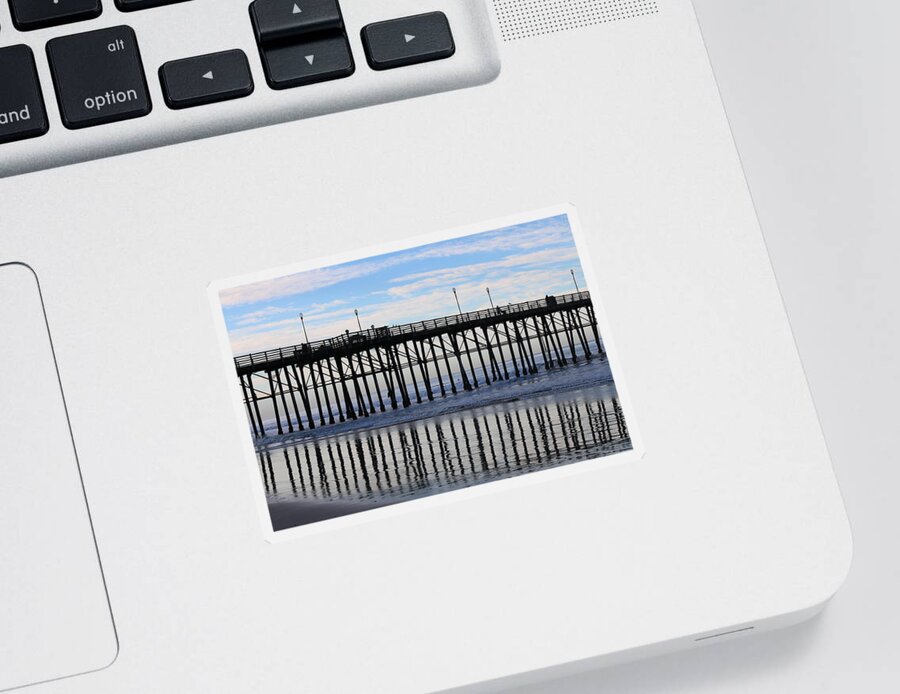 Pier Sticker featuring the photograph Pier Reflections by Christy Pooschke