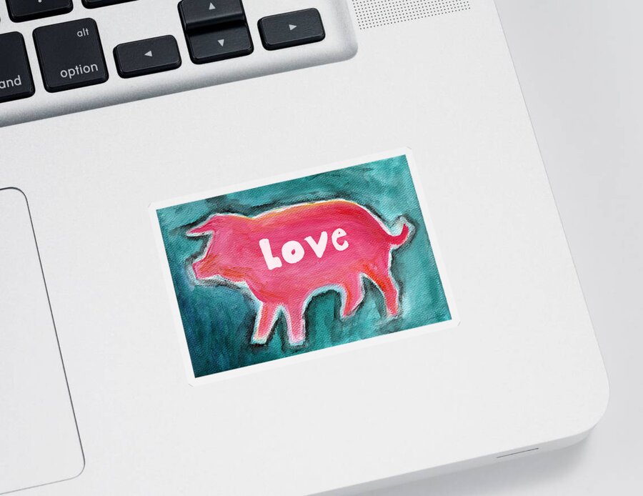 Abstract Painting Sticker featuring the painting Pig Love by Linda Woods