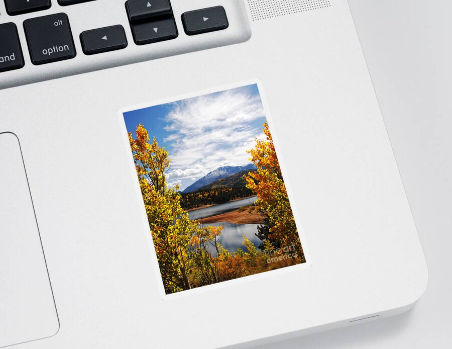 Pikes Peak Sticker featuring the photograph Pikes Peak in Autumn by Lincoln Rogers