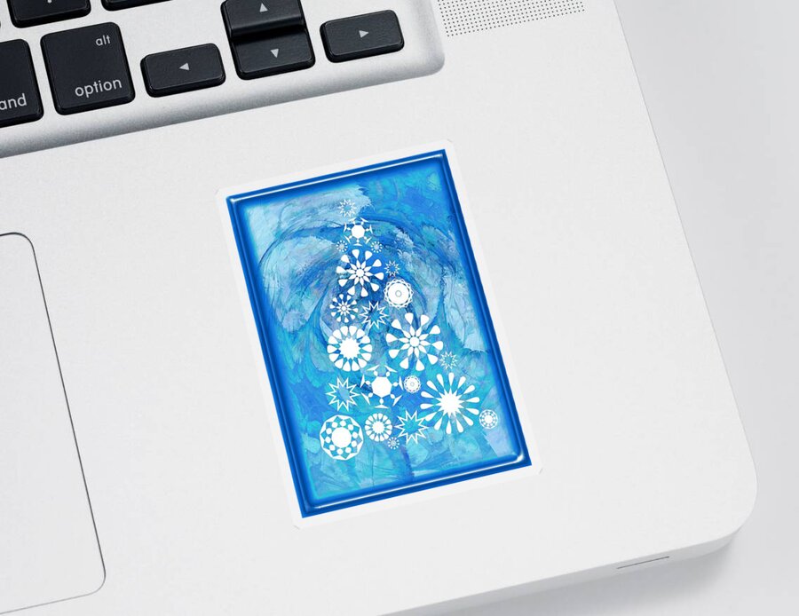 Interior Sticker featuring the digital art Pine Tree Snowflakes - Baby Blue by Anastasiya Malakhova