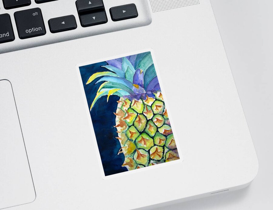 Pineapple Sticker featuring the painting Pineapple by Carlin Blahnik CarlinArtWatercolor