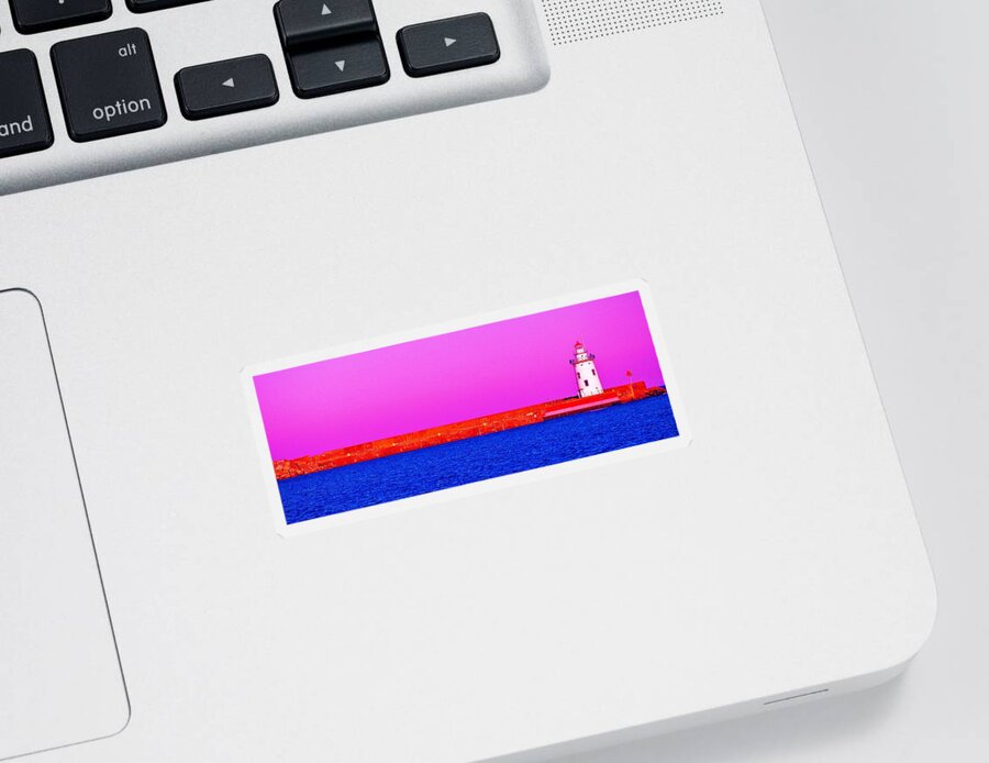 Lightrhouse Sticker featuring the photograph Pink and Blue Light by Daniel Thompson
