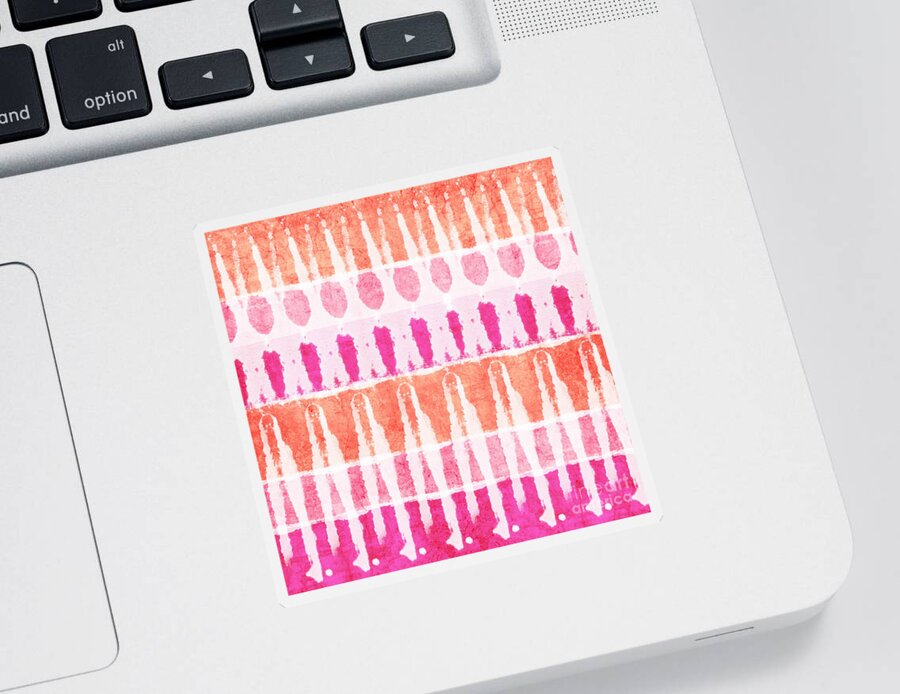 Pink Sticker featuring the painting Pink and Orange Tie Dye by Linda Woods