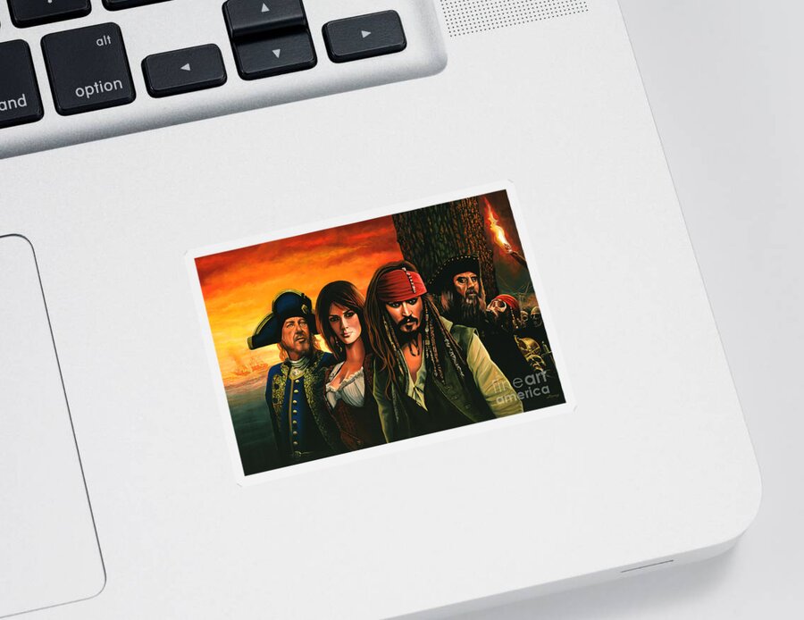 Pirates Of The Caribbean Sticker featuring the painting Pirates of the Caribbean by Paul Meijering
