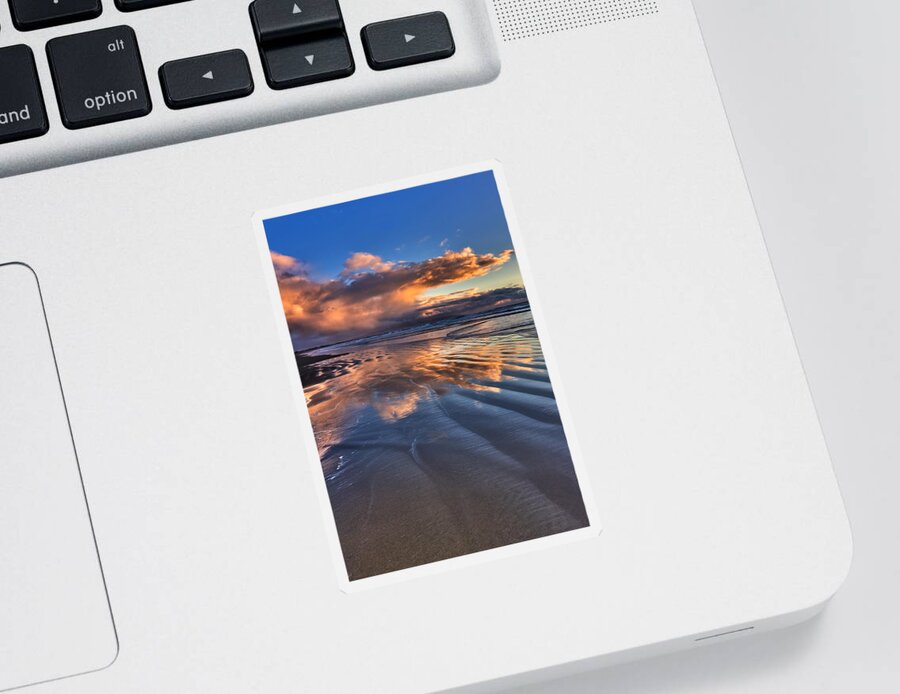Sunset Sticker featuring the photograph Pismo Storm Cloud Reflections by Beth Sargent