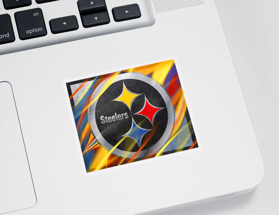 Pittsburgh Sticker featuring the painting Pittsburgh Steelers Football by Tony Rubino